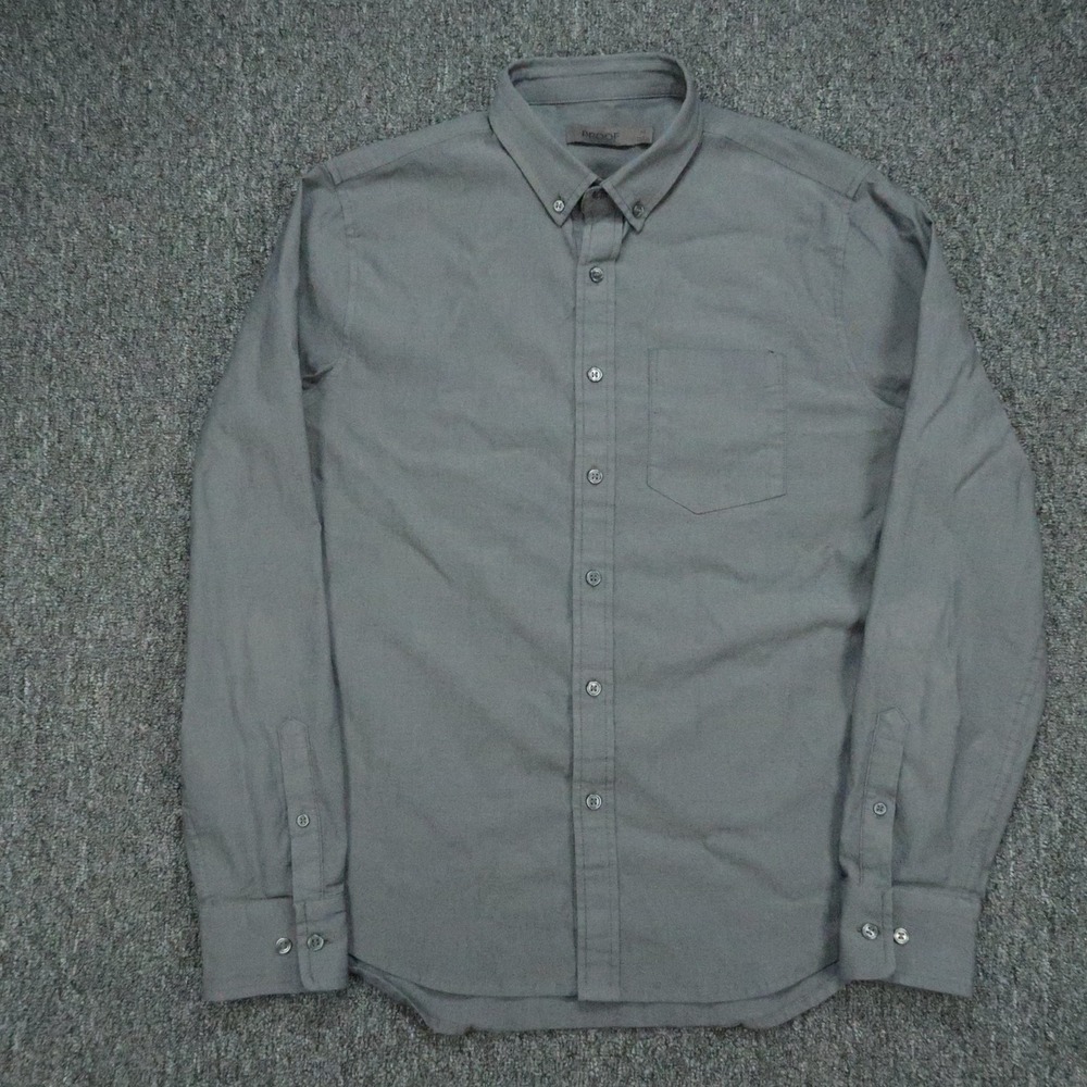 Proof Shirt Mens Medium Gray Long Sleeve Button Down Stretch Travel Huckberry